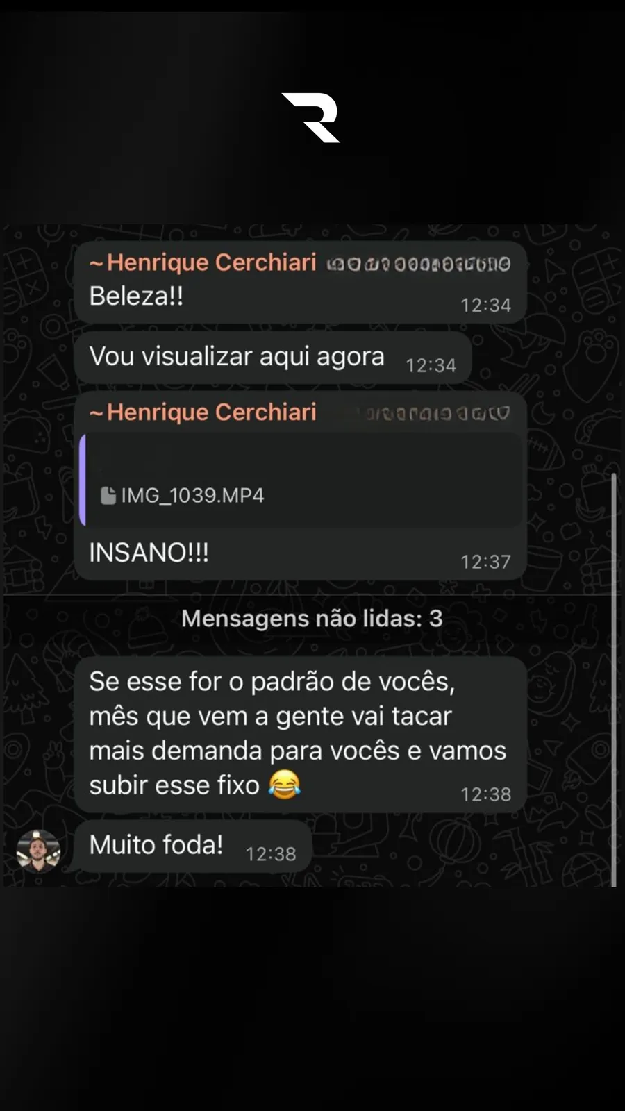 Print da conversa no WhatsApp com Henrique Cerchiari